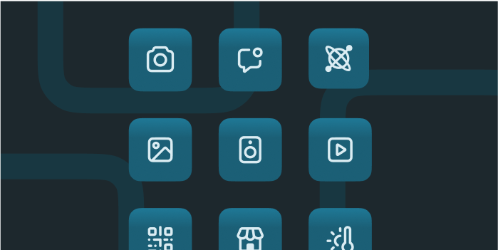 Grid of icons representing libraries, SDKs, and native code
